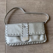 Vintage Michael Kors Silver Leather Whipstitch Wristlet western old money boho