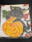 VINTAGE Halloween BLACK CAT JACK-O-LANTERN Hanging Door Window NOS