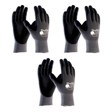 MaxiFlex Ultimate 34-874 Nylon/Nitrile Gloves, Black, Medium, 3 Pack