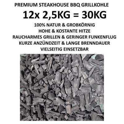 PREMIUM Grillkohle Holzkohle Long Glow BIG Hartholz Kohle BBQ 100% Natur 30kg