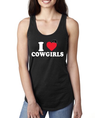 I Heart Cowgirls Classic Funny Heart Cowboy Hat Ladies Racerback Tank Top