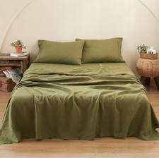 Simple Opulence 100 Pure Linen Sheet Set King Size Natural French Flax Sol...