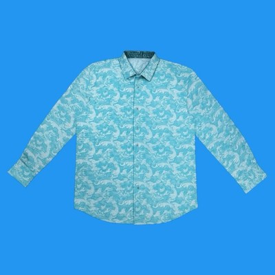 Robert Graham Mens Size L Poseidon Paisley Print Longsleeve Blue Button Up Shirt