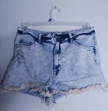 Vervet Acid Wash Distressed Denim Jean Shorts Women's Size L 30 3