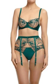Rebel Romance DITA VON TEESE Julie's Roses Satin Bikini Panty Deep Teal