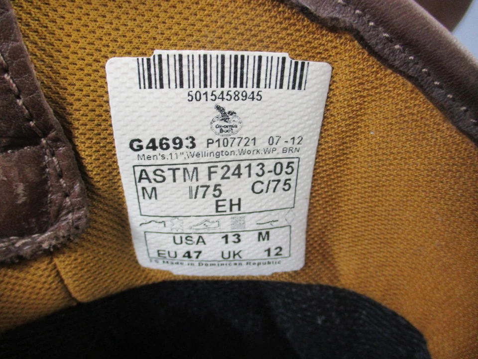 Georgia Boot Botas Para Hombre Talla 13 Marrón Impermeable Wellington Puntera de Trabajo G4693 Foto 3 de 4