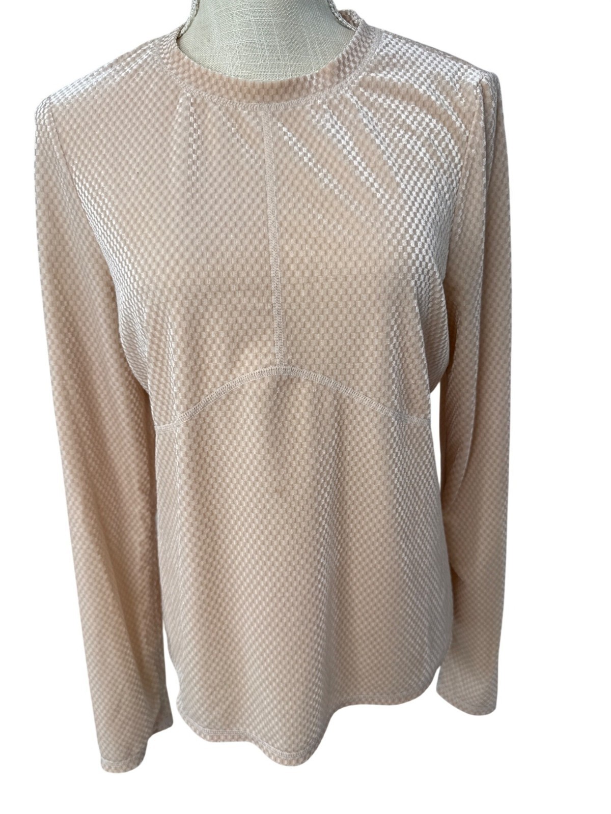 Fabletics Light Pink Textured Performance Long-sl… - image 1