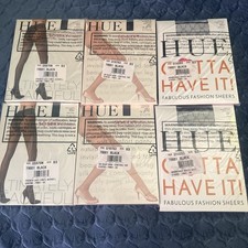 NWT 6 Pairs Black HUE Gotta Have It Fashion Sheers Control Top Pantyhose Size 3