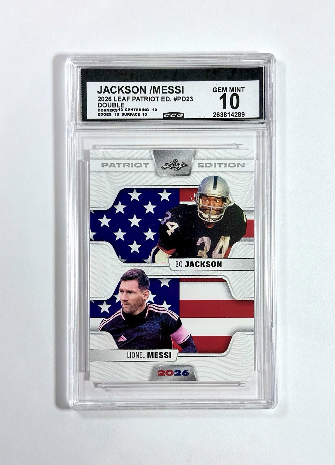 2026 Leaf Patriot Bo Jackson Lionel Messi PD-23 CCG 10 Gem Mint