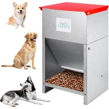Dog Feeder - Galvanized Metal Pet Food Station for Indoor &Outdoor Use-Automatic