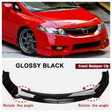 For 06-11 Honda Civic 4dr Glossy Black Front Bumper Lip Spoiler Splitter Kits