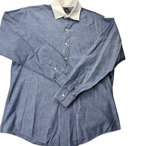 Vintage Ferrell Reed Paul Bertram Men's Blue Oxford Dress Shirt White Collar
