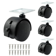 suiwotin 1.5 Inch Swivel Caster Wheels with Brake, inches x 1 inch, Black