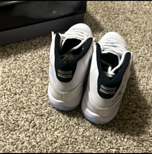 Jordan Air Jordan 11 Men’s Mid Top Lace Up Leather Sneakers White Black Blue