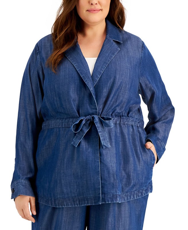 Calvin Klein Women's Plus Size Belted Denim Jacket (Indigo, 