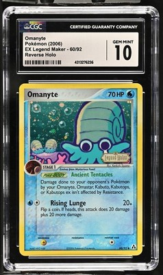 2006 Pokémon Omanyte 60 EX Legend Maker Reverse Holo 2006 CGC 10 Gem Mint Swirl