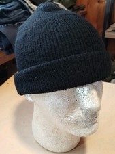 Used 100 Wool Military Knit Beanie Watch Cap Winter Cold Weather Color Black