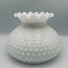Vintage Hobnail Milk Glass Lamp Shade Ruffled Crimped Top White Replacement