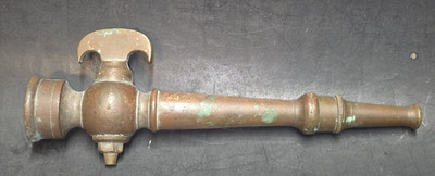 Vtg 1940-60 Brass Fire Hose Nozzle 7.75'' WAG Crown Mark Solid Brass Firefighter