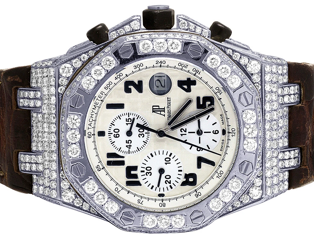 Audemars Piguet — Mens Audemars Piguet Royal Oak Offshore Safari 42MM Diamond Watch 8.5 Ct