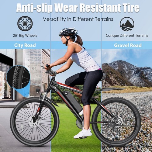Electric Bike 26'' Fat Tire E-Bike/City Crisuer Bike/Mountain Bicycle Muiticolor - Picture 56 of 185