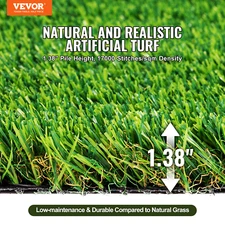 Artifical Grass, 4 x 6 ft Rug Green Turf, 1.38"Fake Door Mat Outdoor Patio Lawn 