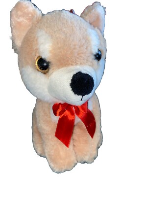 Walmart Brown Dog Stuffed Plush Animal Toy Security Red Bow