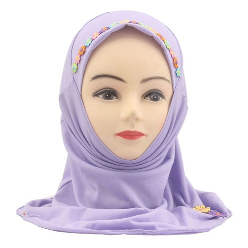 2-6Y Kids Girls Hijab One Piece Amira Scarf Muslim Wrap Shawls Islamic Headscarf - Picture 13 of 47
