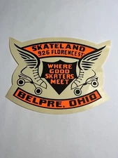 Vintage Roller Skating Decal Ohio Skateland Rink Label Belpre, Ohio Sticker