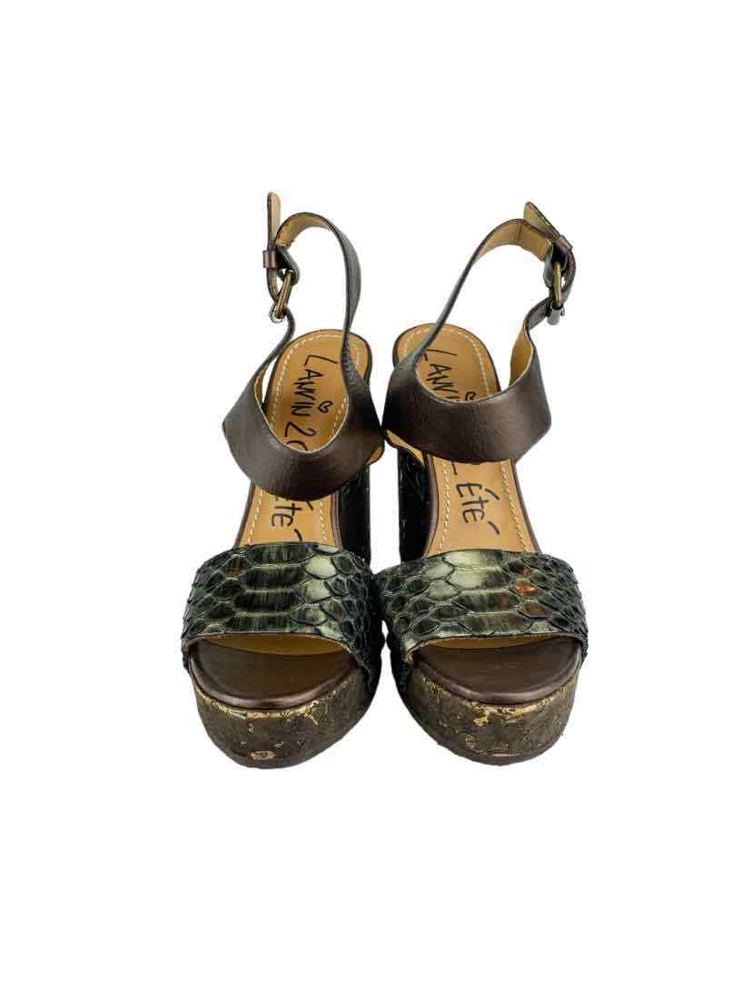 Lanvin 2012 Ete Women's Python Leather Wedges Bro… - image 3
