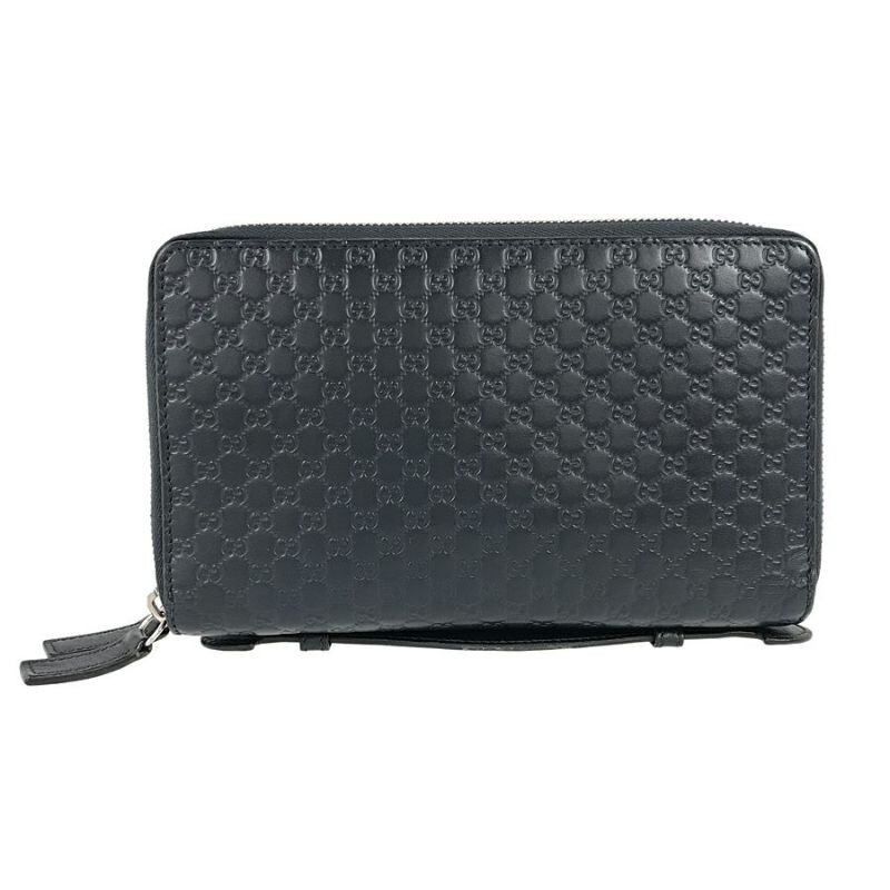 Gucci 449246 Leather Micro Gg Round Zipper Travel Wallet