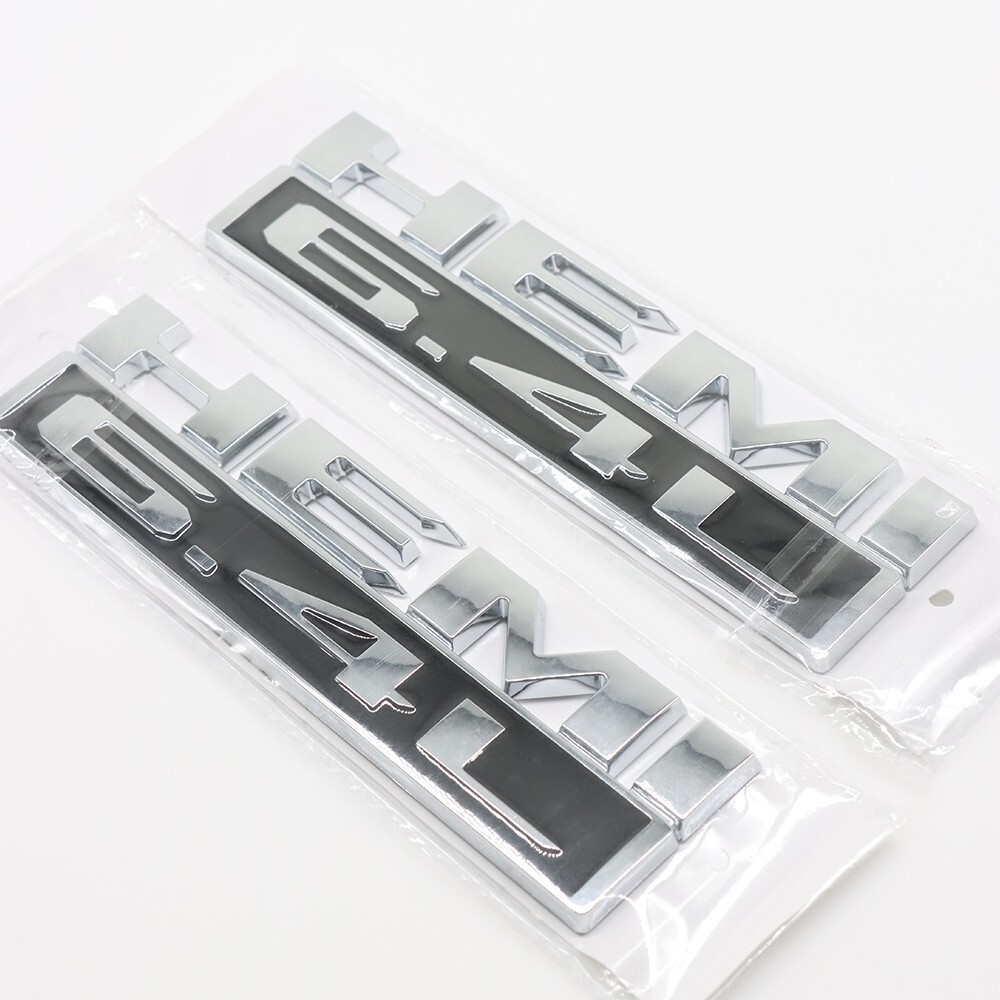 2X Chrome Black Side Fender Emblems Badge Fits for RAM 1500 2500 3500 Hemi 6.4 L