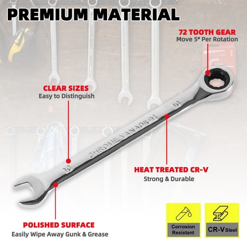 10mm Ratcheting Combination Wrench 72 Teeth 12 Point Box Ended Spanner Tool - Picture 2 of 8