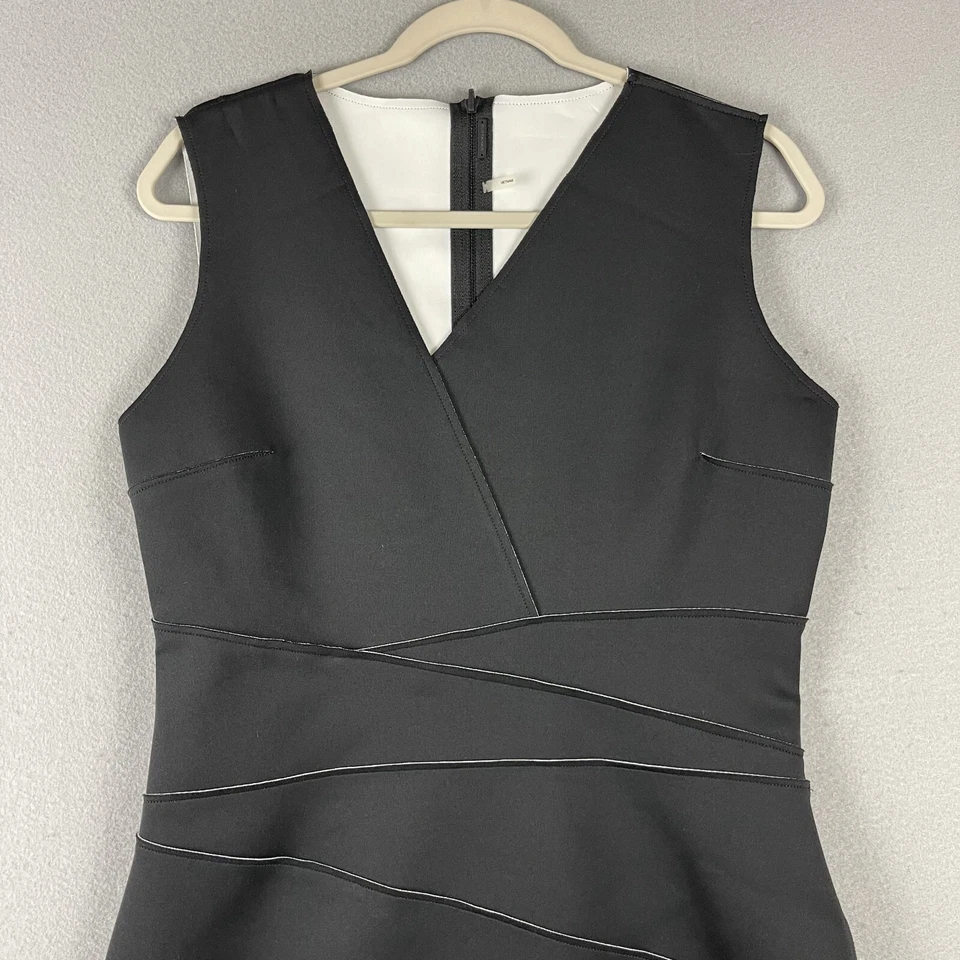 Vestido justo Elie Tahari feminino 12 preto assimétrico negócios minimalista - Imagem 2 de 4