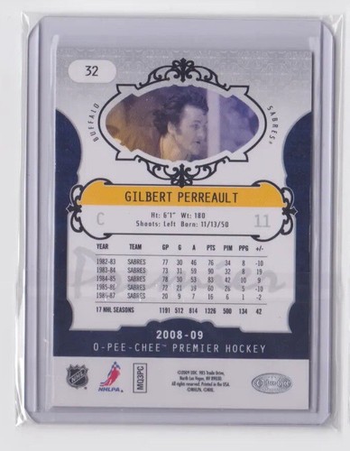 2008-09 O-PEE-CHEE PREMIER BASE CARD /299 GILBERT PERREAULT #32 BUFFALO SABRES - Picture 2 of 2