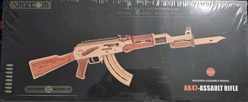 Diy Wooden Puzzles Ak47 Toy Gun Rubber Band Bullets Game For Kids Adult Gifts
