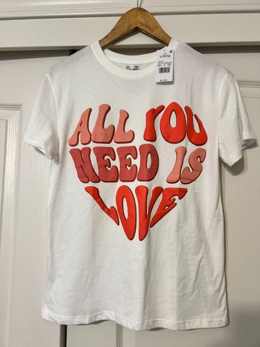 All You Need Is Love - The Beatles - weißes Herz-T-Shirt Damen Large Target neu mit Etikett - Bild 1 von 5