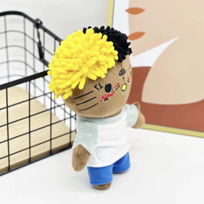 Hello Kitty x XXXTentacion Plüschpuppe - gelb schwarze Haare Stofftier süßer Fächer