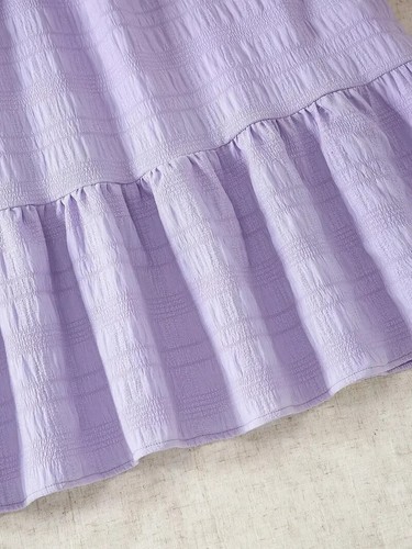 New Girls 8 Dress Lavender Short Sleeve Ruffle Gauze Textured - Picture 3 of 3