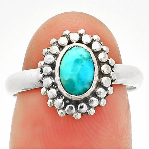 Blue Mohave Turquoise - Arizona 925 Sterling Silver Ring s.7.5 Jewelry R-1095 - Picture 1 of 5