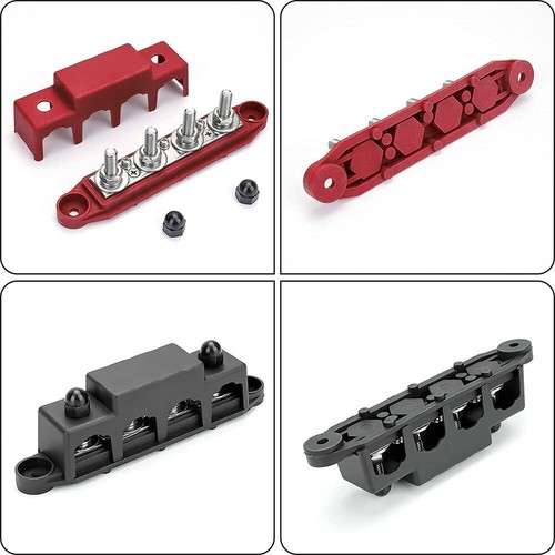 2x Sammelschiene Positiv Negativ Batterie Stromverteilerblock mit 4 x M8 Klemme - Bild 5 von 9