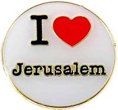 Button Anstecker ''I Love Jerusalem'' hübsche Anstecknadel Patriot Geschenk
