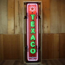 BIG Neon Sign - Texaco Vertical in Steel Can 72" Ships FREE by Truck Freight!