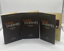3x Hermes Terre D'Hermes Eau Intense Vetiver Eau de Parfum Vial 0.06 oz/2 ml