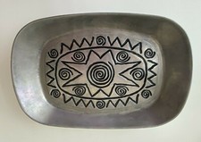 Vintage Wilton Armetale Reggae Pattern Pewter Bread Tray Dish Made in USA