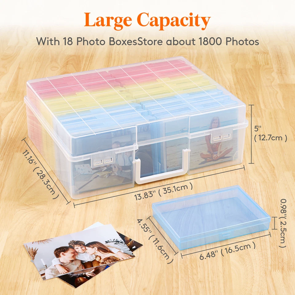 Lifewit Photo Storage Box 4x6 Photo Case, 18 Inner Photo Keeper, Multicolor - Image 2 of 4