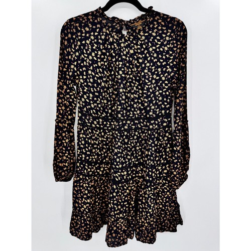 SUPERDRY Richelle Black Floral Lace Long Sleeve Pocketed Boho Mini Dress Size 6 - Picture 4 of 11