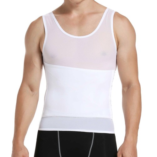 Men Slimming Tight Vest Body Shaper Tummy Control Tank Top Waist Trainer Corset - Picture 10 of 14