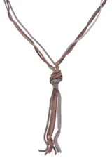 Multi-Strand Layered Knotted Lariat Tassel Mesh Chain Necklace Silver Gold Tone