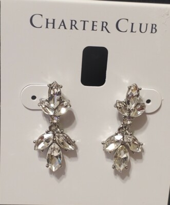 Charter Club Silver-Tone Crystal Drop Earrings